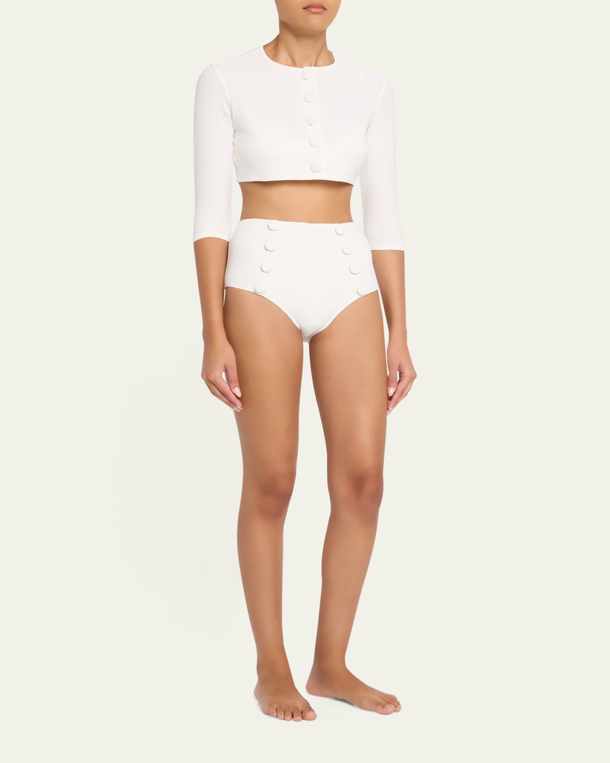 Lisa Marie Fernandez Crepe Cropped Cardigan | Thumbnail 2