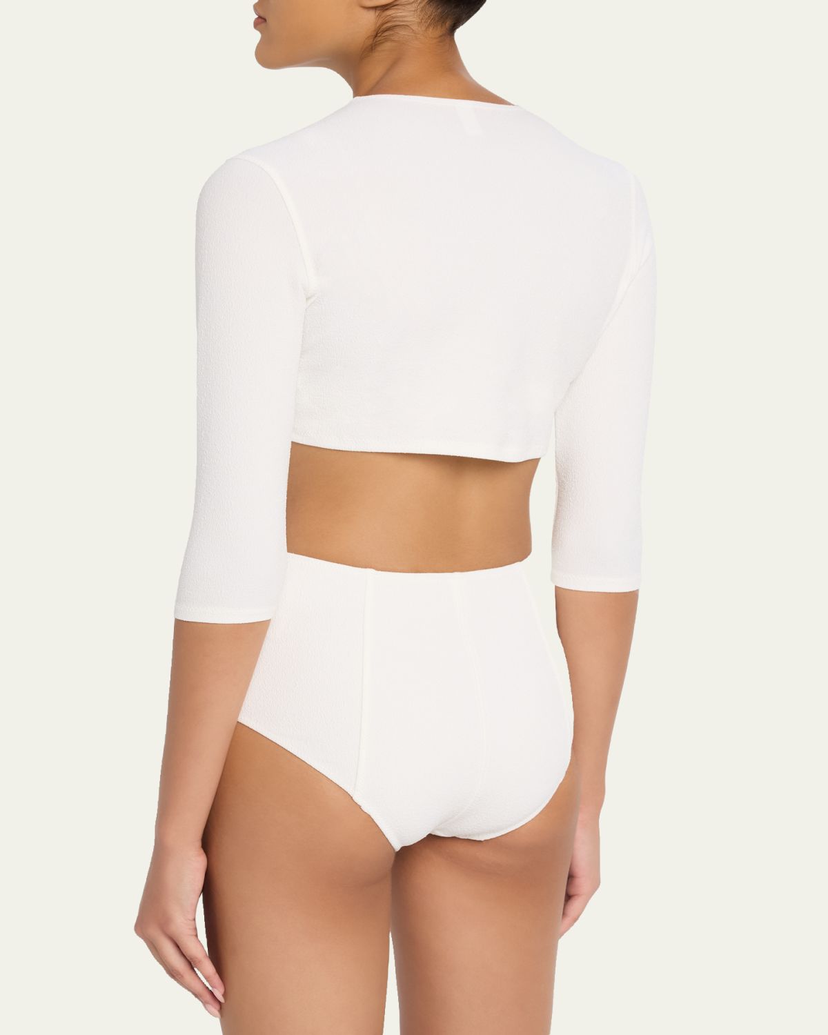 Lisa Marie Fernandez Crepe Cropped Cardigan | Thumbnail 3