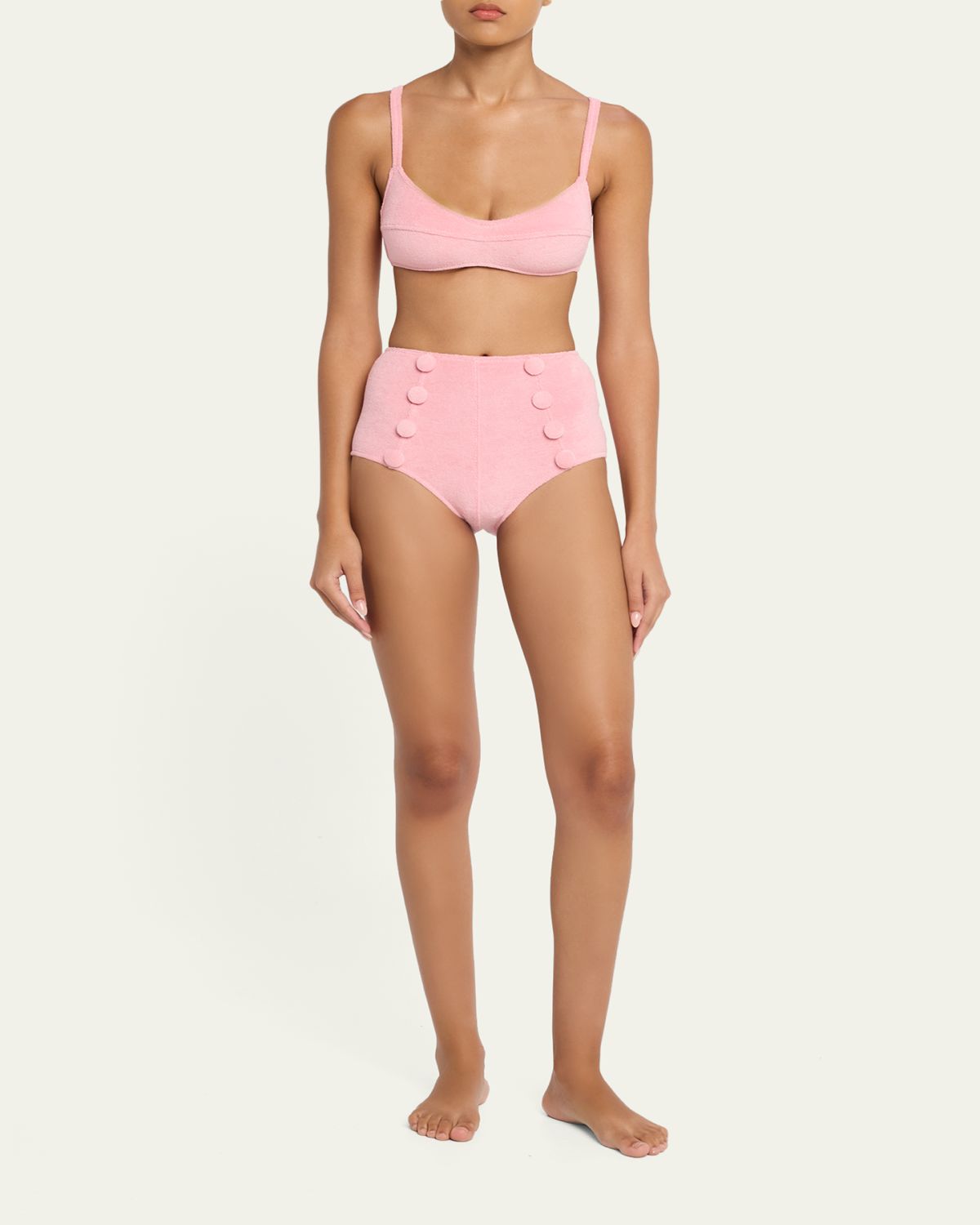 Lisa Marie Fernandez Terry Cloth Balconette High-Waist Two-Piece Swimsuit | Thumbnail 2