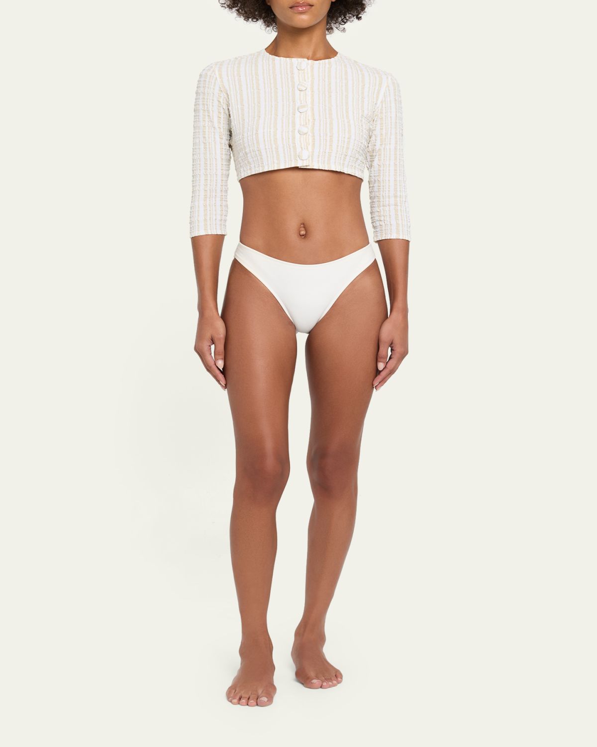 Lisa Marie Fernandez Seersucker Cropped Cardigan | Thumbnail 2