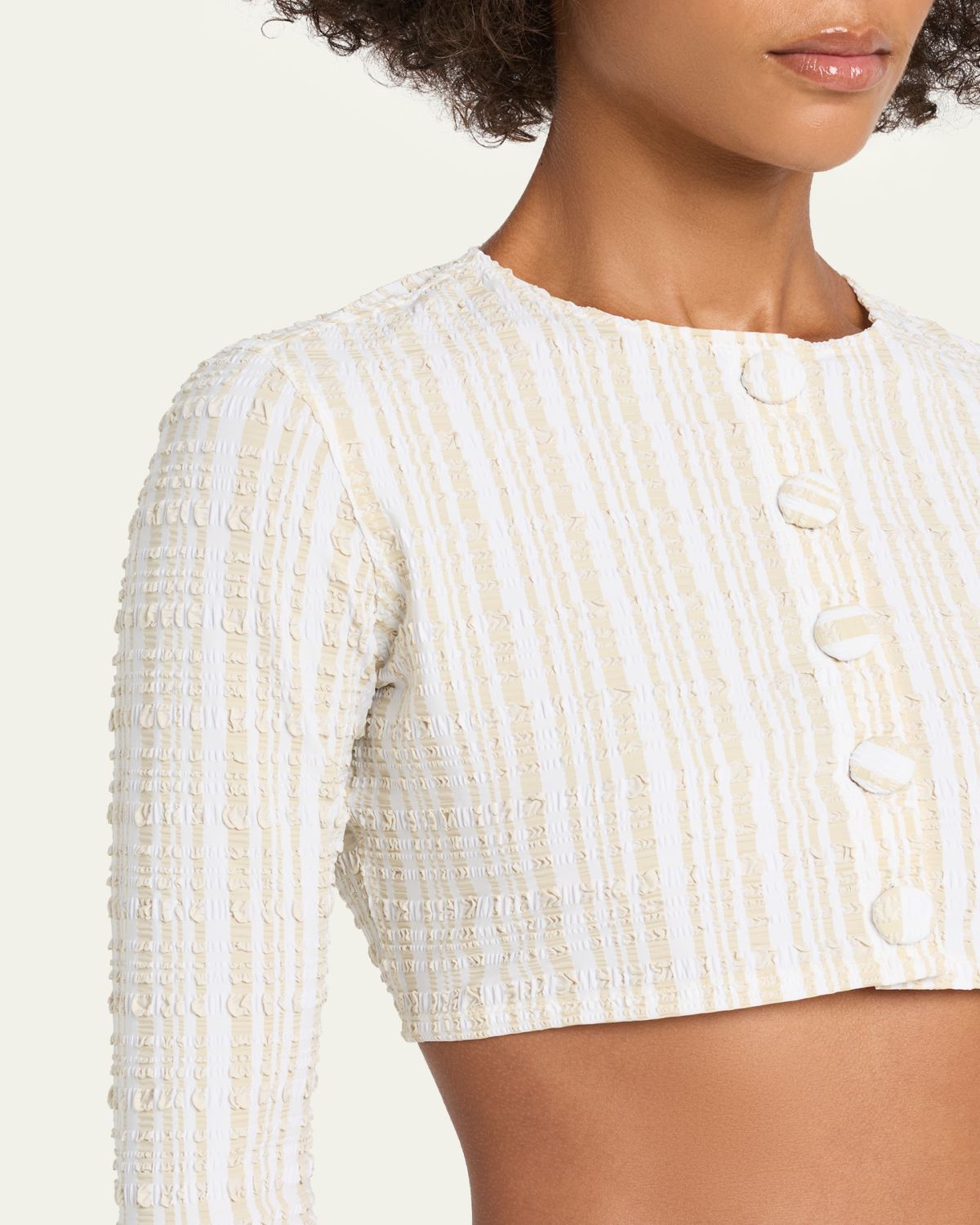 Lisa Marie Fernandez Seersucker Cropped Cardigan | Thumbnail 4