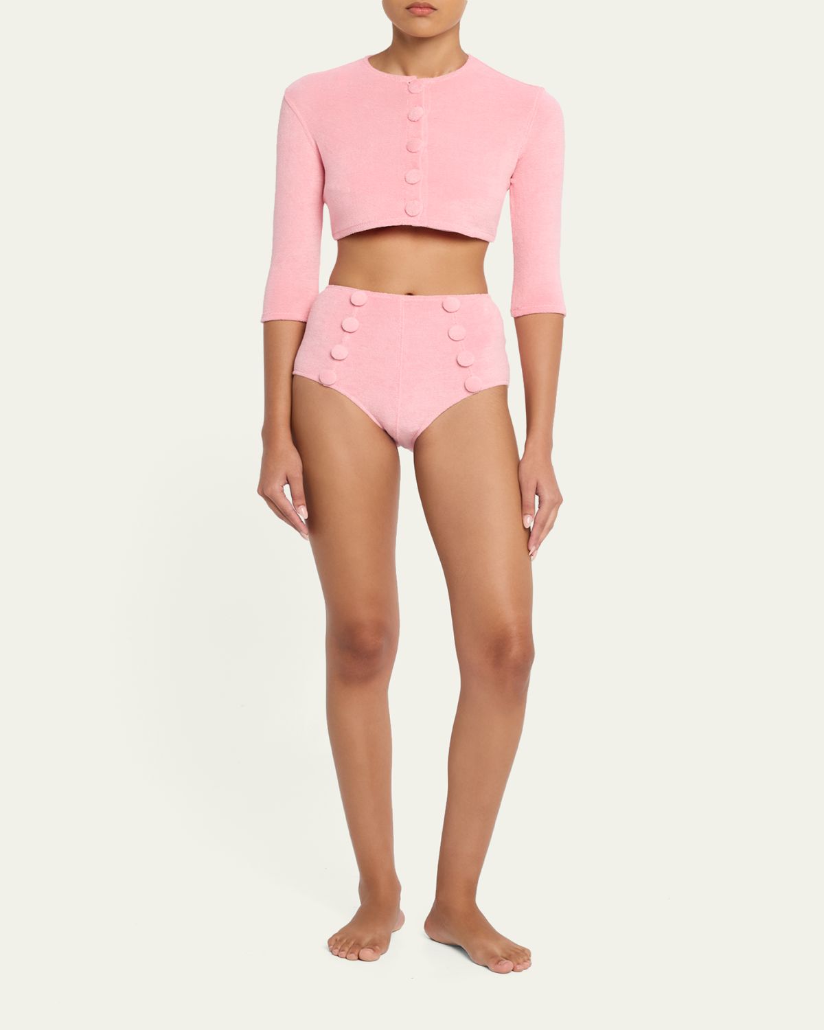 Lisa Marie Fernandez Terry Cloth Cropped Cardigan | Thumbnail 2