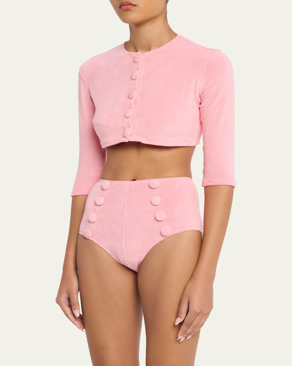 Lisa Marie Fernandez Terry Cloth Cropped Cardigan | Thumbnail 4