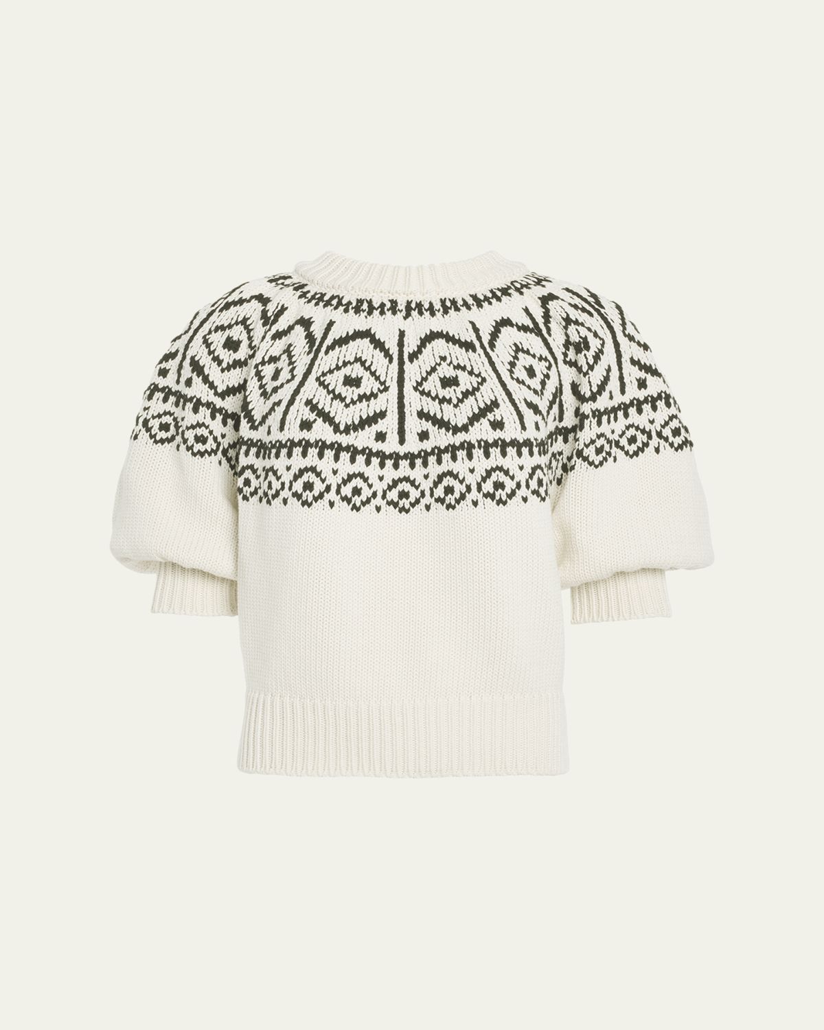 Altuzarra Howard Fair Isle Short Puff-Sleeve Sweater | Thumbnail 5 Altuzarra Howard Fair Isle Short Puff-Sleeve Sweater | Thumbnail 5
