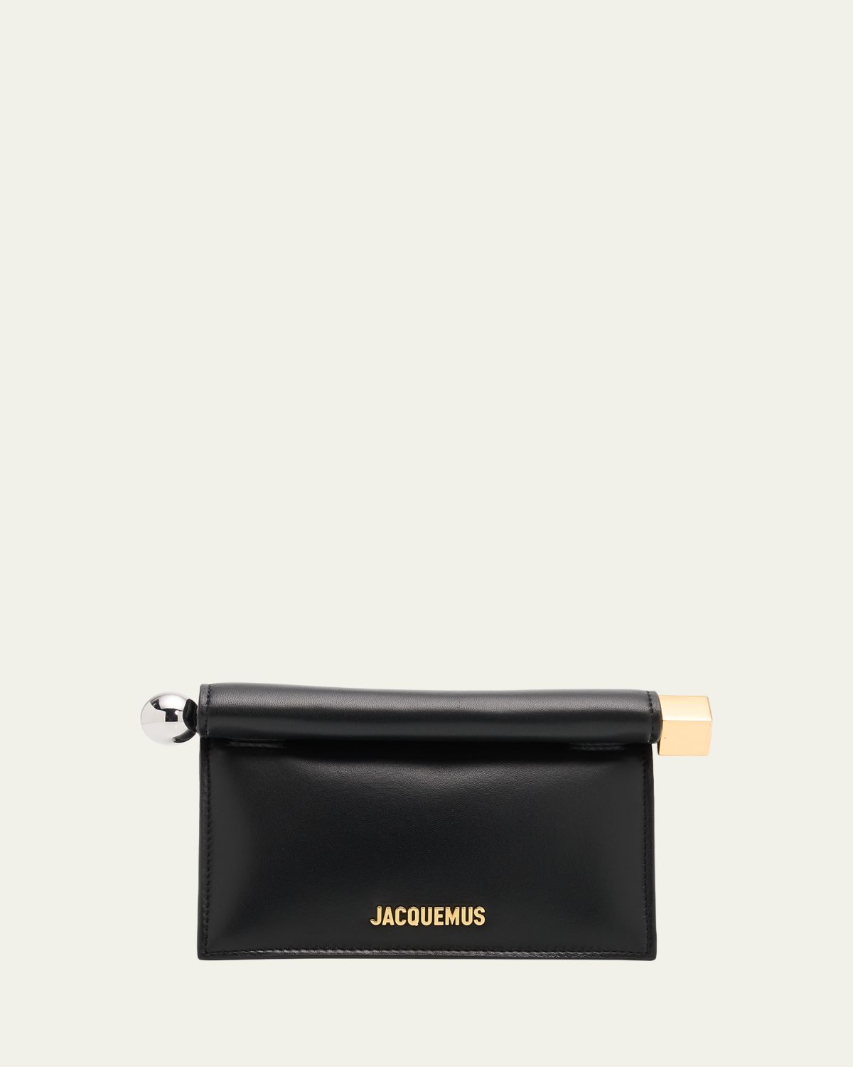 Jacquemus Rolled-Top Rond Carre Leather Clutch Bag
