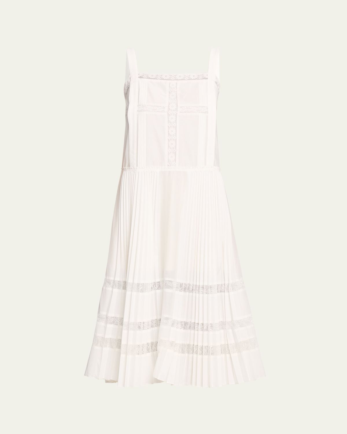 3.1 Phillip Lim Pleated Lace-Inset Midi Dress