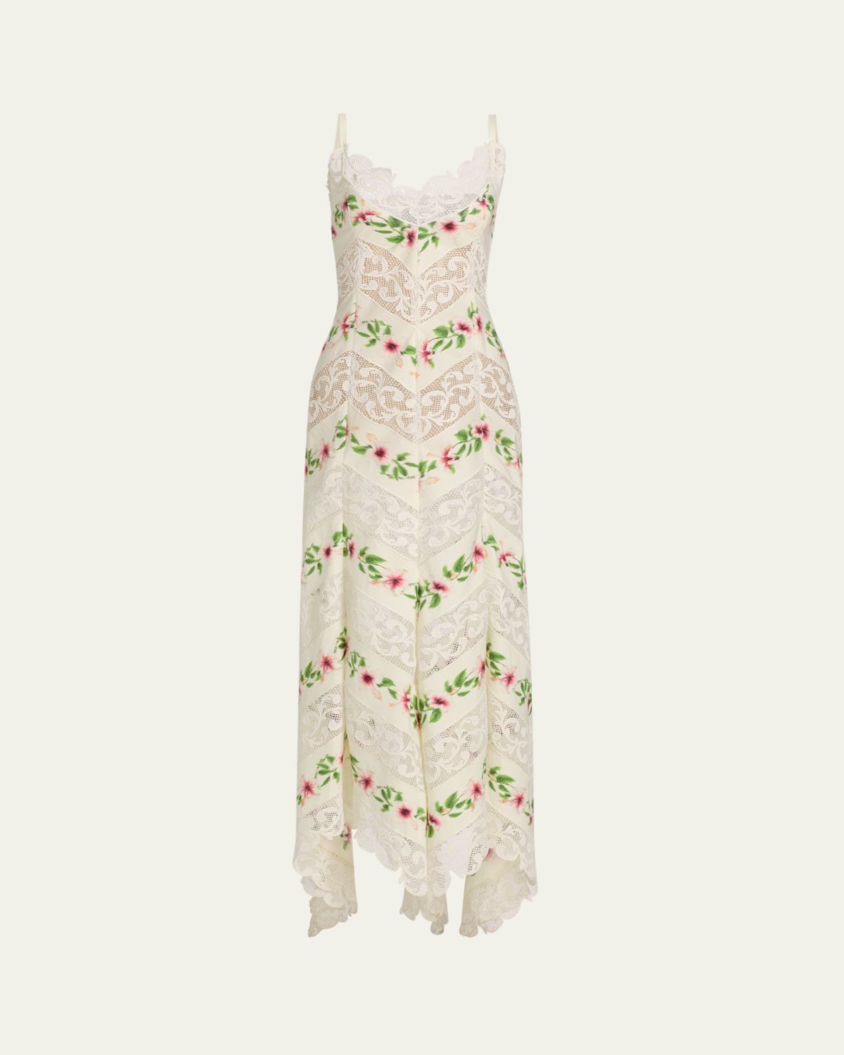 Oscar de la Renta Sleeveless Chine Hibiscus Floral Chevron Maxi Dress | Thumbnail 6 Oscar de la Renta Sleeveless Chine Hibiscus Floral Chevron Maxi Dress | Thumbnail 6