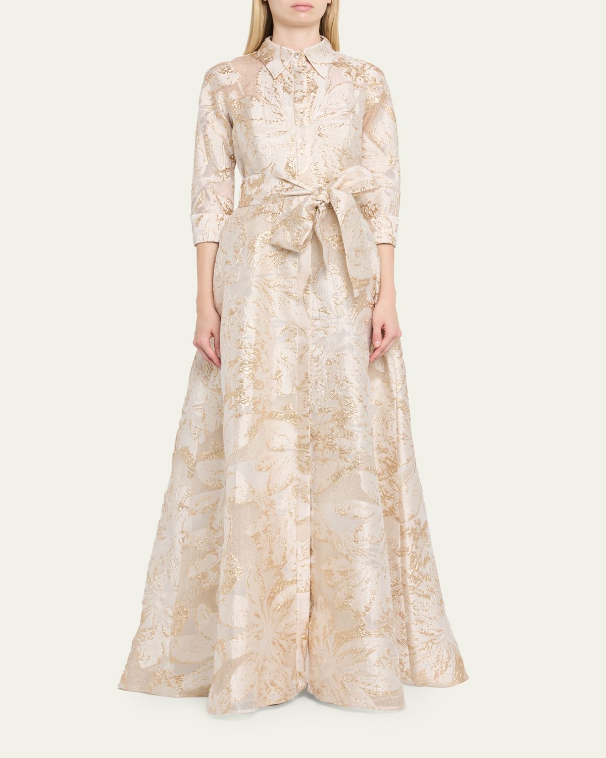 Rickie Freeman for Teri Jon Metallic Jacquard Midi Shirtdress | Thumbnail 2 Rickie Freeman for Teri Jon Metallic Jacquard Midi Shirtdress | Thumbnail 2