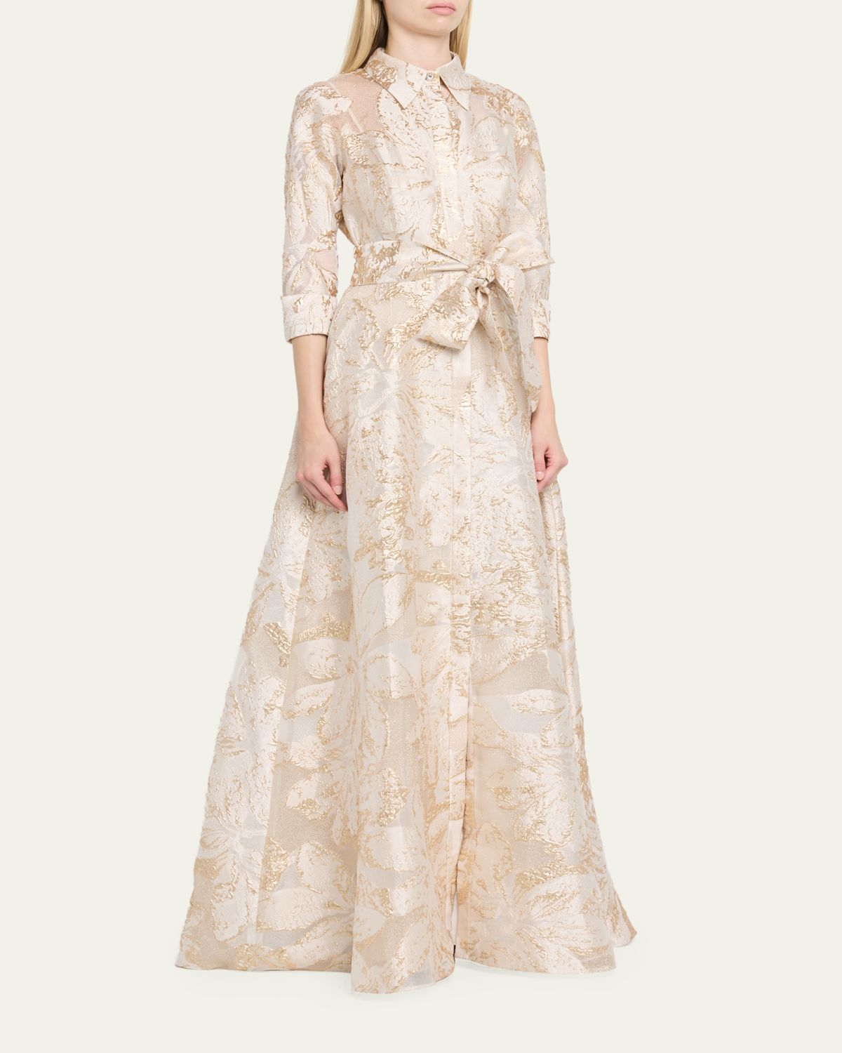 Rickie Freeman for Teri Jon Metallic Jacquard Midi Shirtdress | Thumbnail 4 Rickie Freeman for Teri Jon Metallic Jacquard Midi Shirtdress | Thumbnail 4
