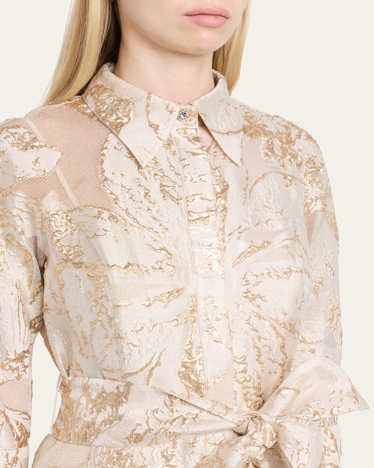 Rickie Freeman for Teri Jon Metallic Jacquard Midi Shirtdress | Thumbnail 5 Rickie Freeman for Teri Jon Metallic Jacquard Midi Shirtdress | Thumbnail 5