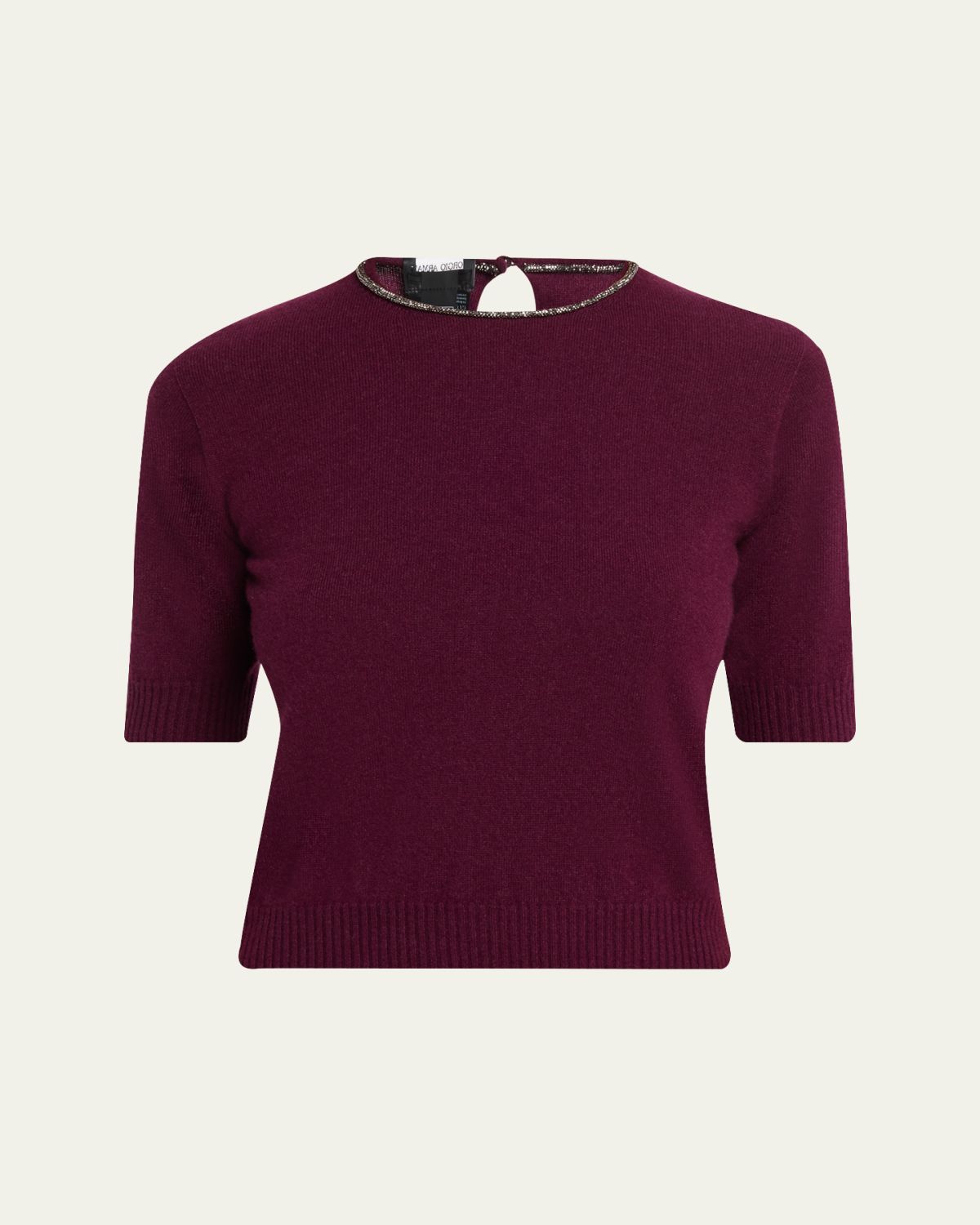 Giorgio Armani Embellished Short-Sleeve Cashmere Crewneck Sweater | Thumbnail 8