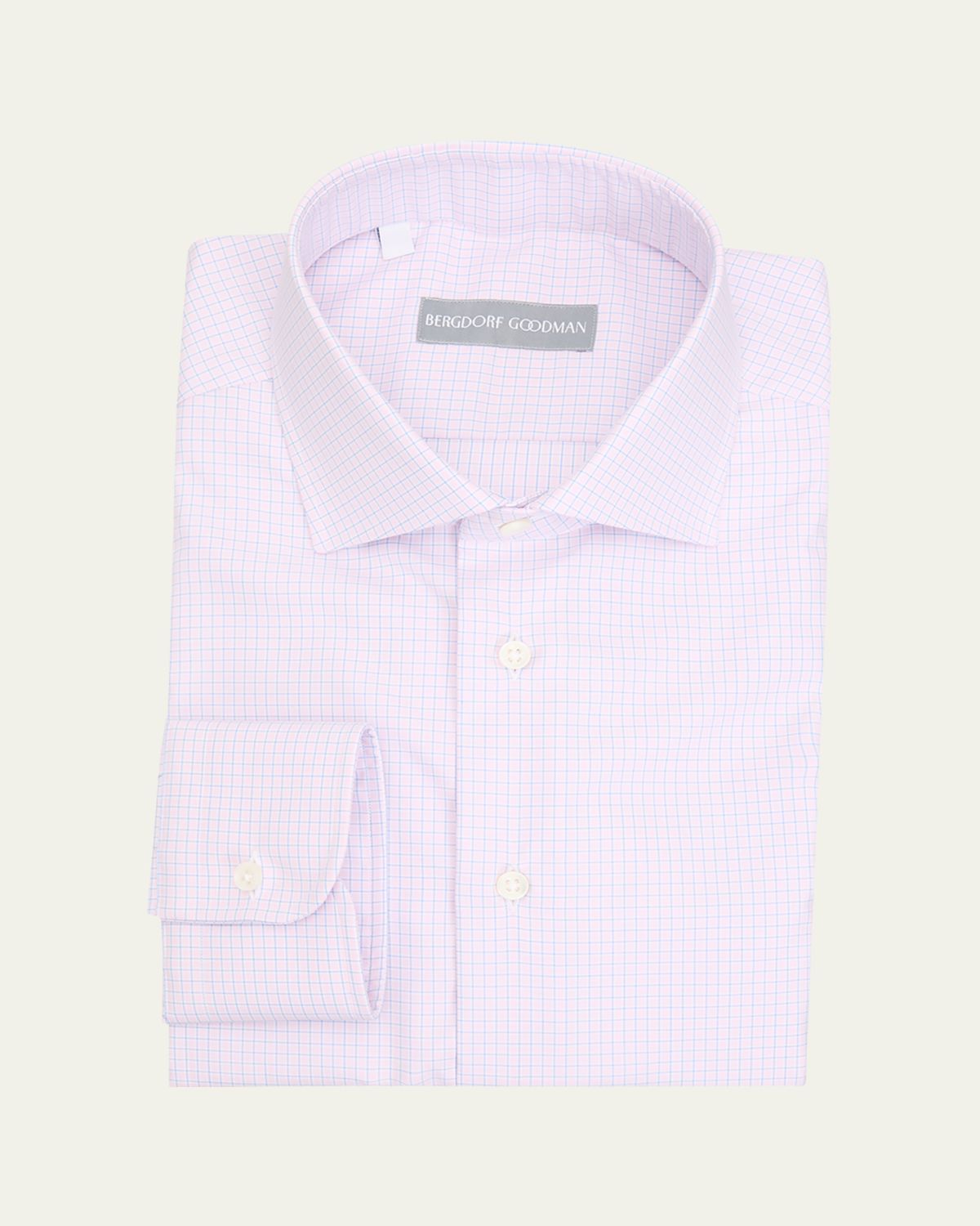 Bergdorf Goodman Men's Cotton Micro-Check Point Collar Dress Shirt