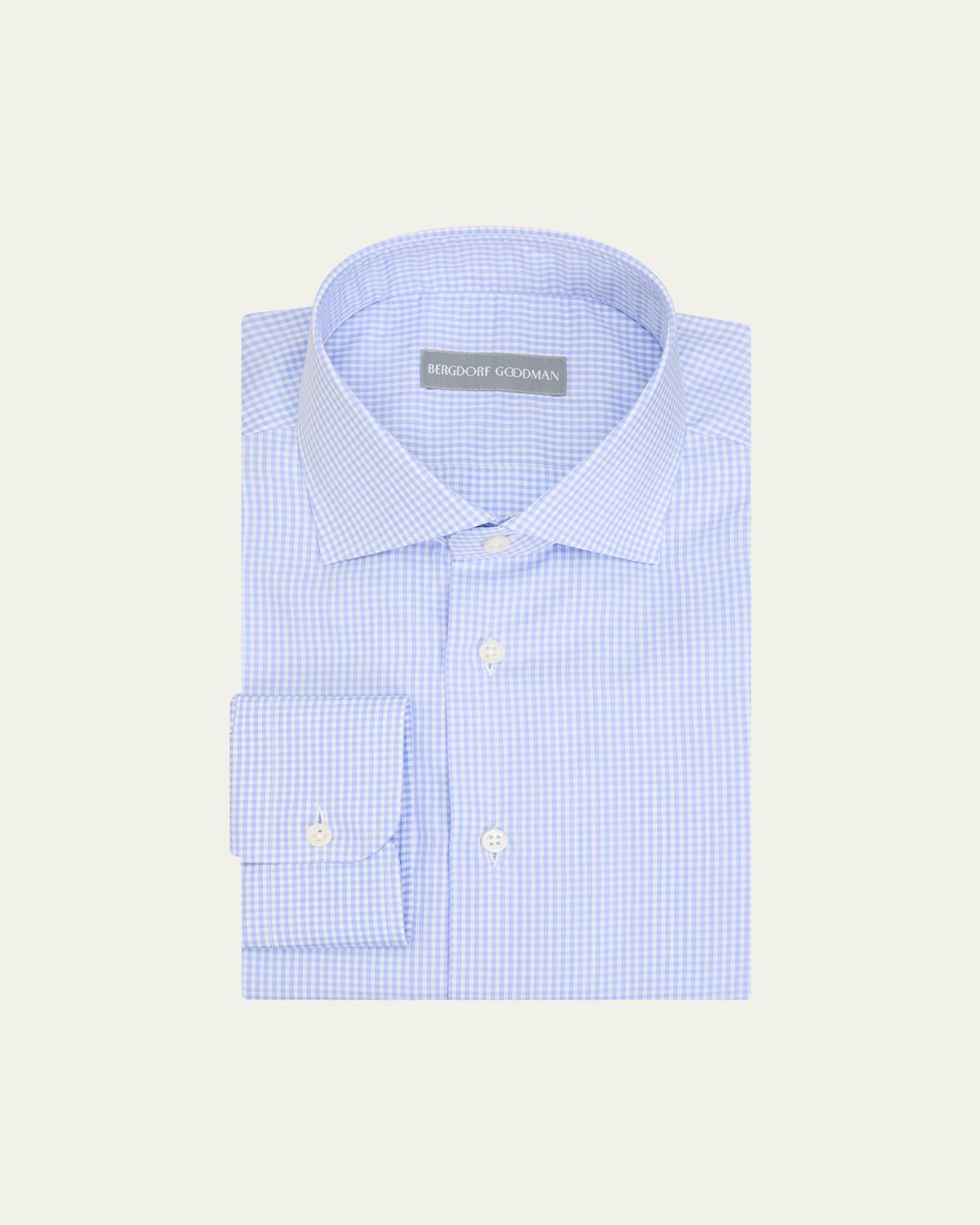 Bergdorf Goodman Men's Cotton Micro-Check Point Collar Dress Shirt