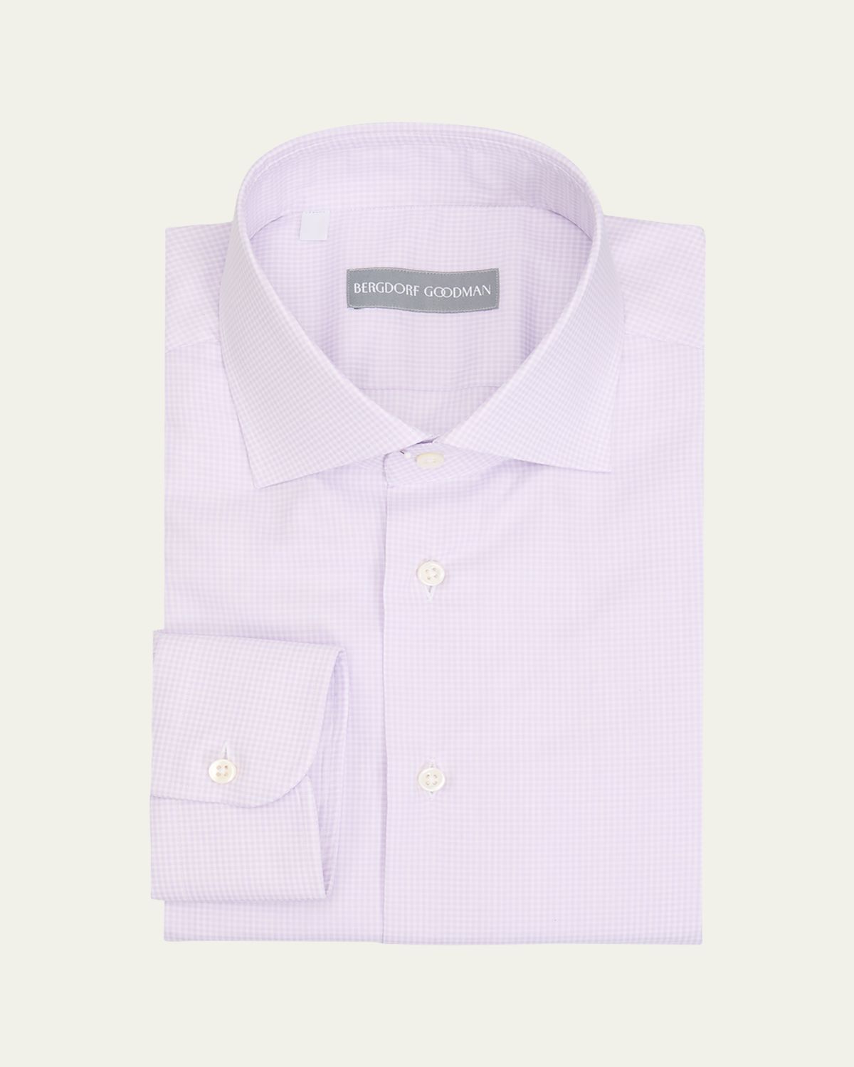 Bergdorf Goodman Men's Cotton Micro-Check Point Collar Dress Shirt