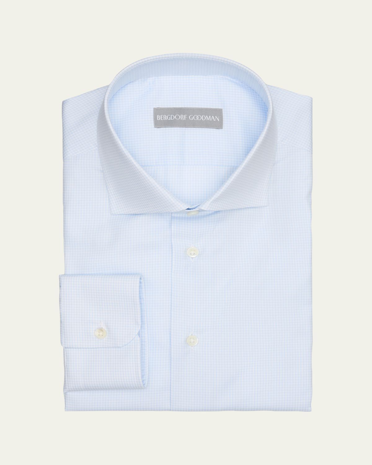 Bergdorf Goodman Men's Cotton Micro-Check Point Collar Dress Shirt