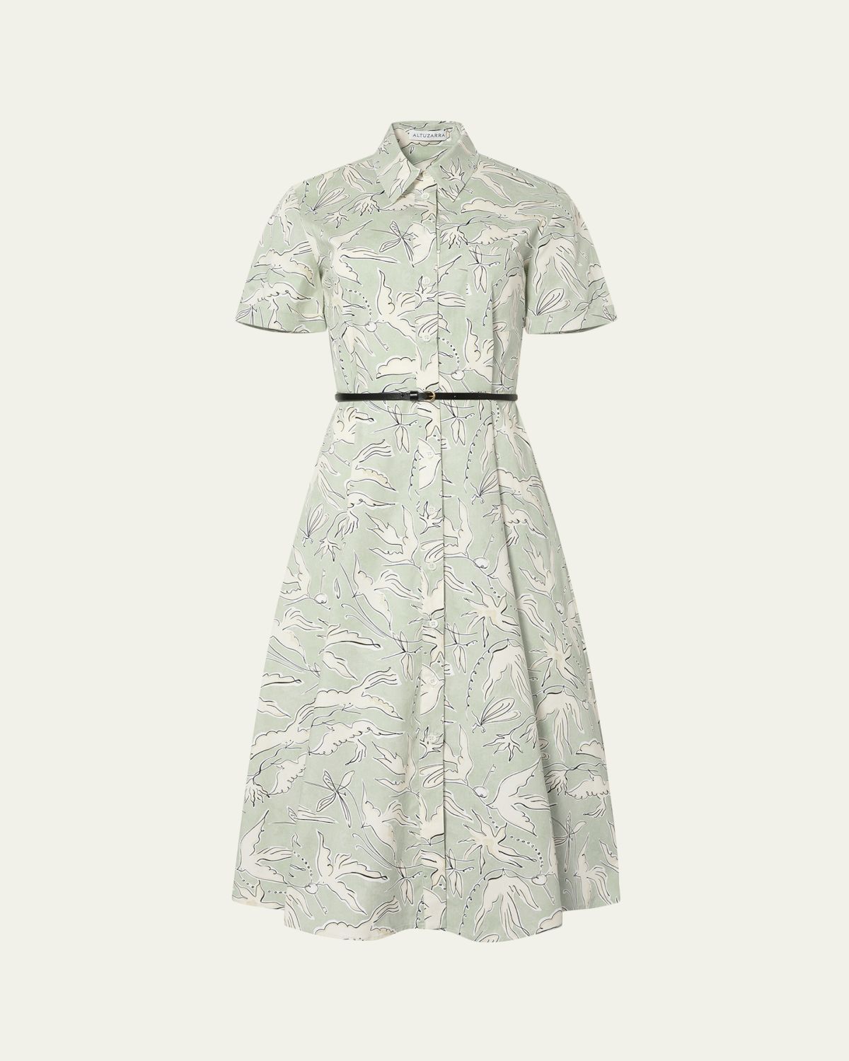 Altuzarra Kieran Bird-Print Cotton Belted Midi Shirtdress - Women's Clothing