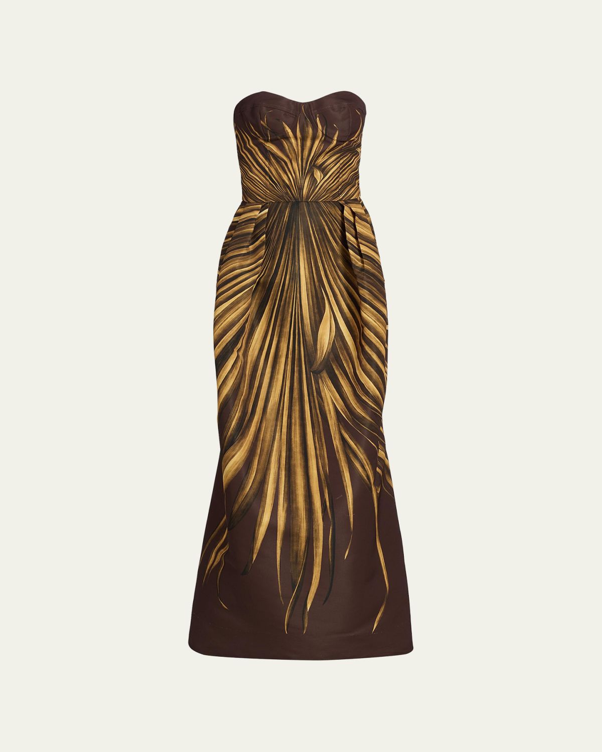 Oscar de la Renta Palm Faille Sleeveless Bustier Gown | Thumbnail 6