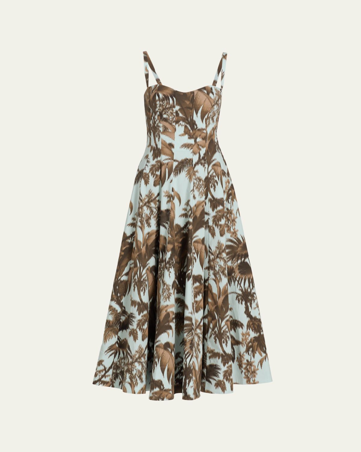 Oscar de la Renta Sleeveless Chine Hibiscus Cotton Poplin Midi Dress | Thumbnail 6 Oscar de la Renta Sleeveless Chine Hibiscus Cotton Poplin Midi Dress | Thumbnail 6