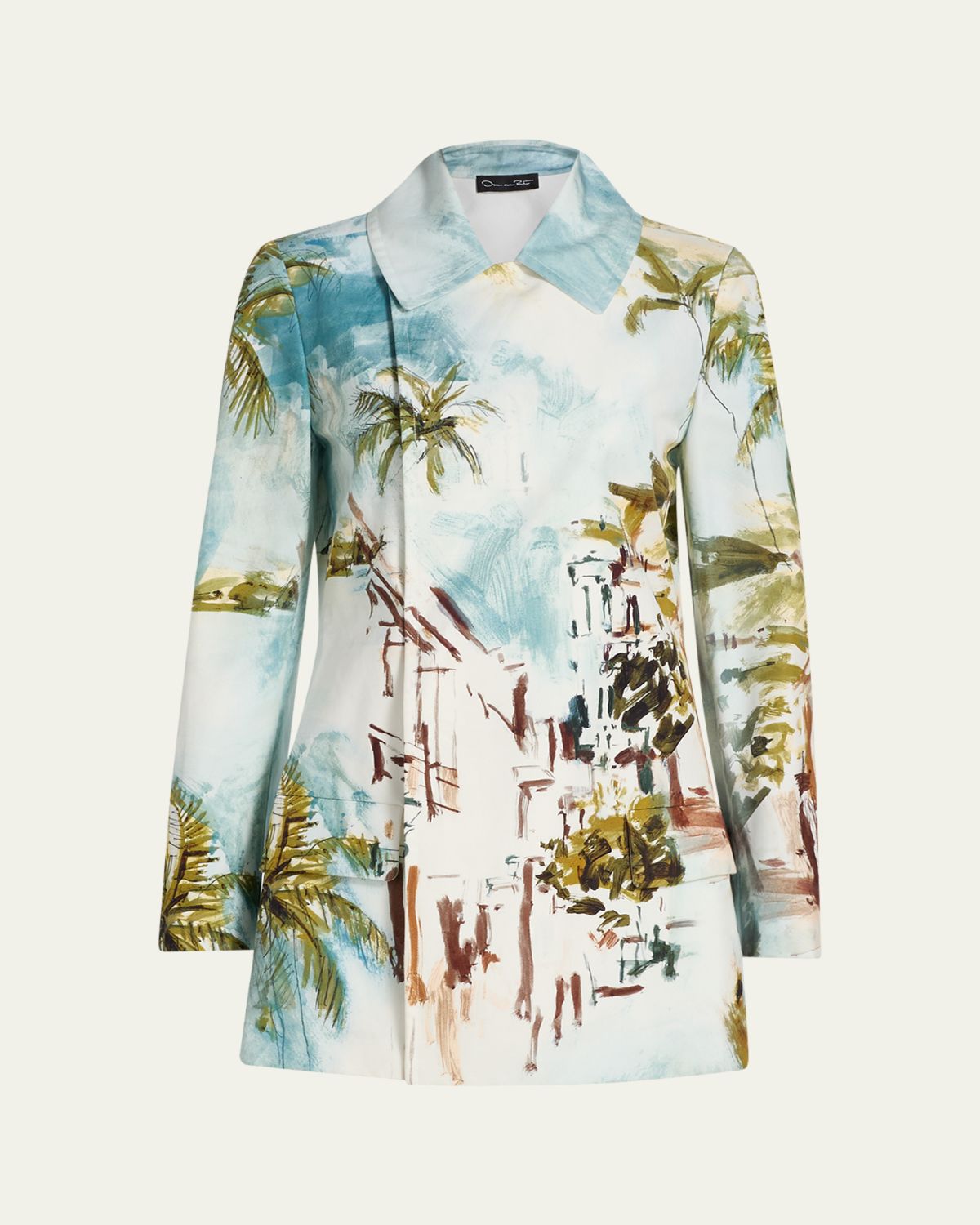 Oscar de la Renta Long-Sleeve Landscape-Print Double-Breasted Jacket | Thumbnail 6 Oscar de la Renta Long-Sleeve Landscape-Print Double-Breasted Jacket | Thumbnail 6