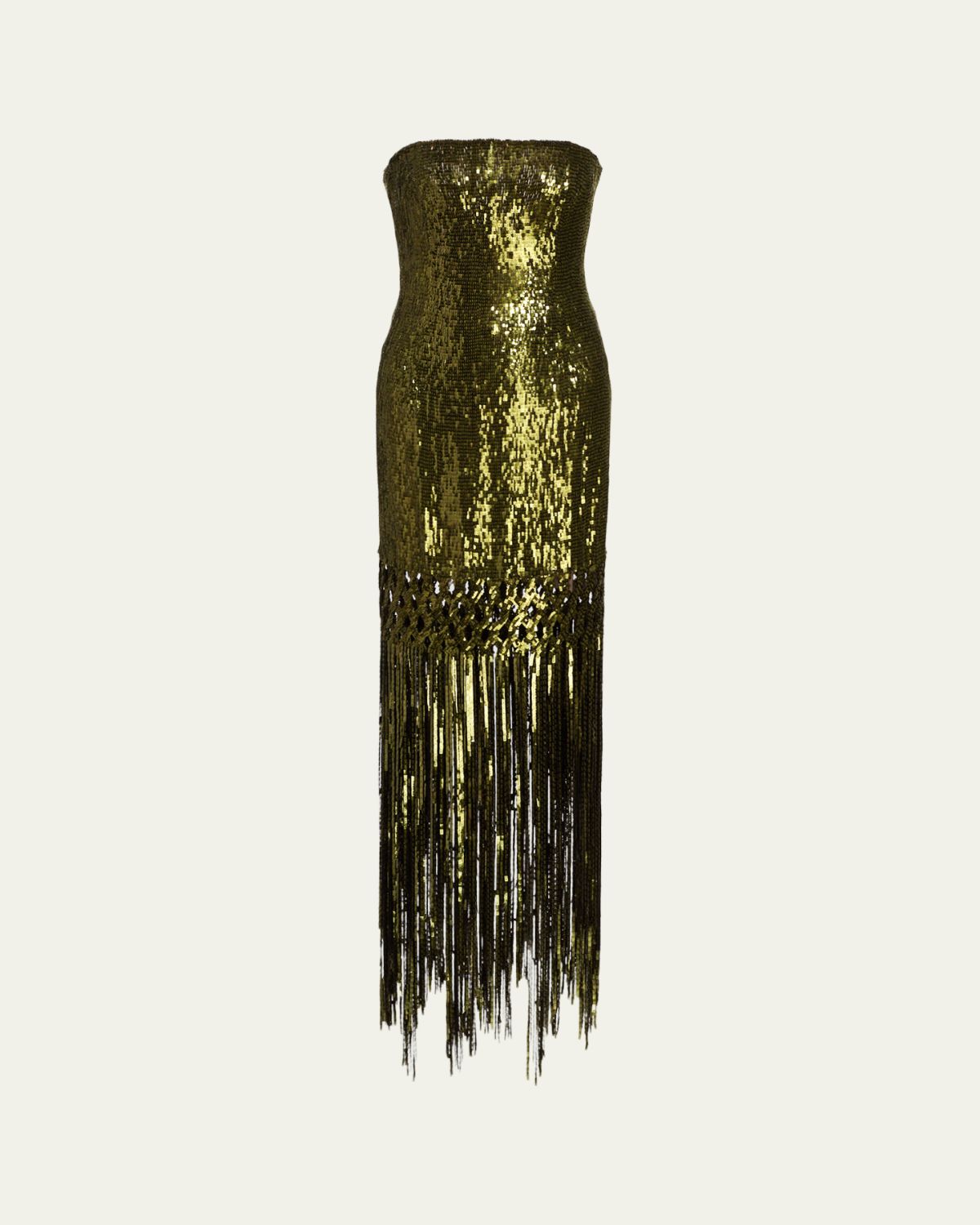 Oscar de la Renta Strapless Sequined Fringe Maxi Dress | Thumbnail 6 Oscar de la Renta Strapless Sequined Fringe Maxi Dress | Thumbnail 6