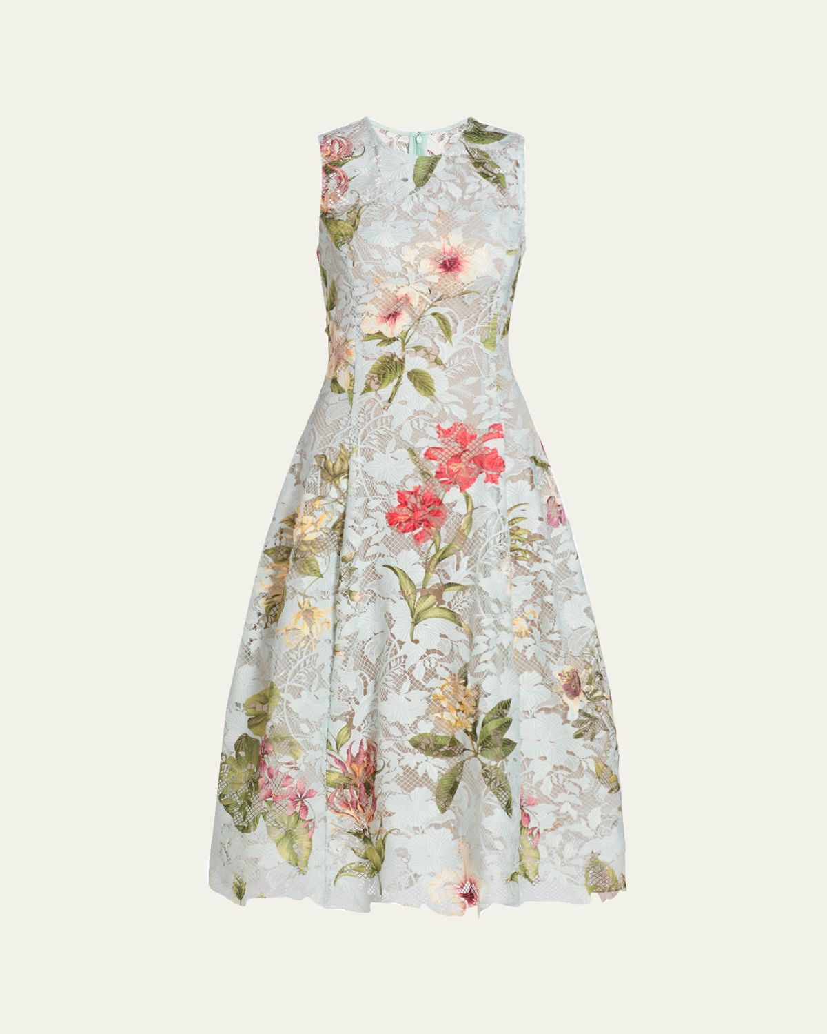 Oscar de la Renta Multi Domican Floral Print Lace Midi Dress | Thumbnail 5