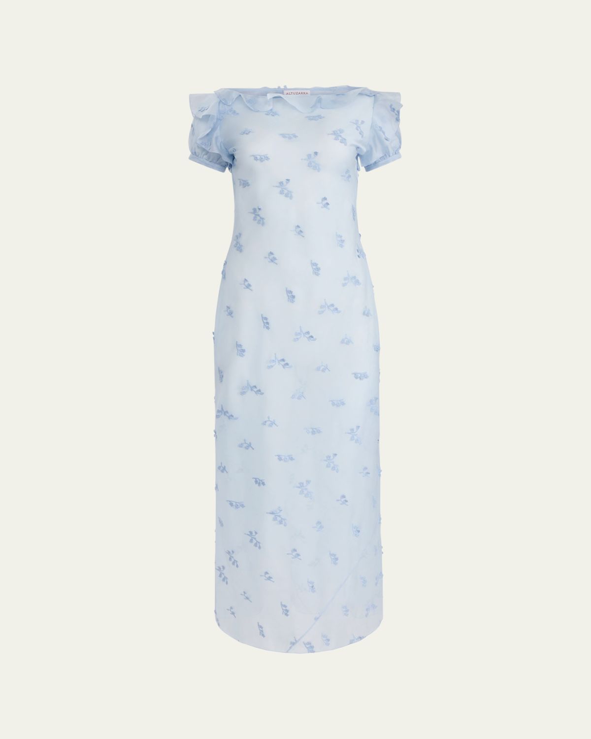 Altuzarra Lafont Floral Embroidered Puff-Sleeve Maxi Dress