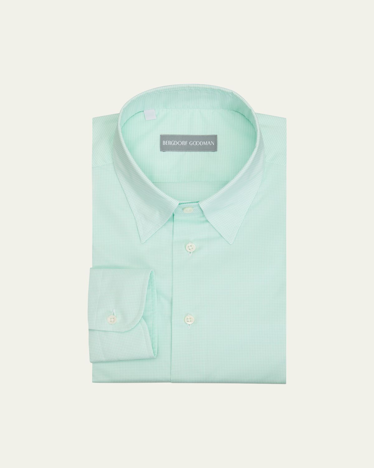 Bergdorf Goodman Men's Cotton Micro-Check Point Collar Dress Shirt | Thumbnail 3 Bergdorf Goodman Men's Cotton Micro-Check Point Collar Dress Shirt | Thumbnail 3