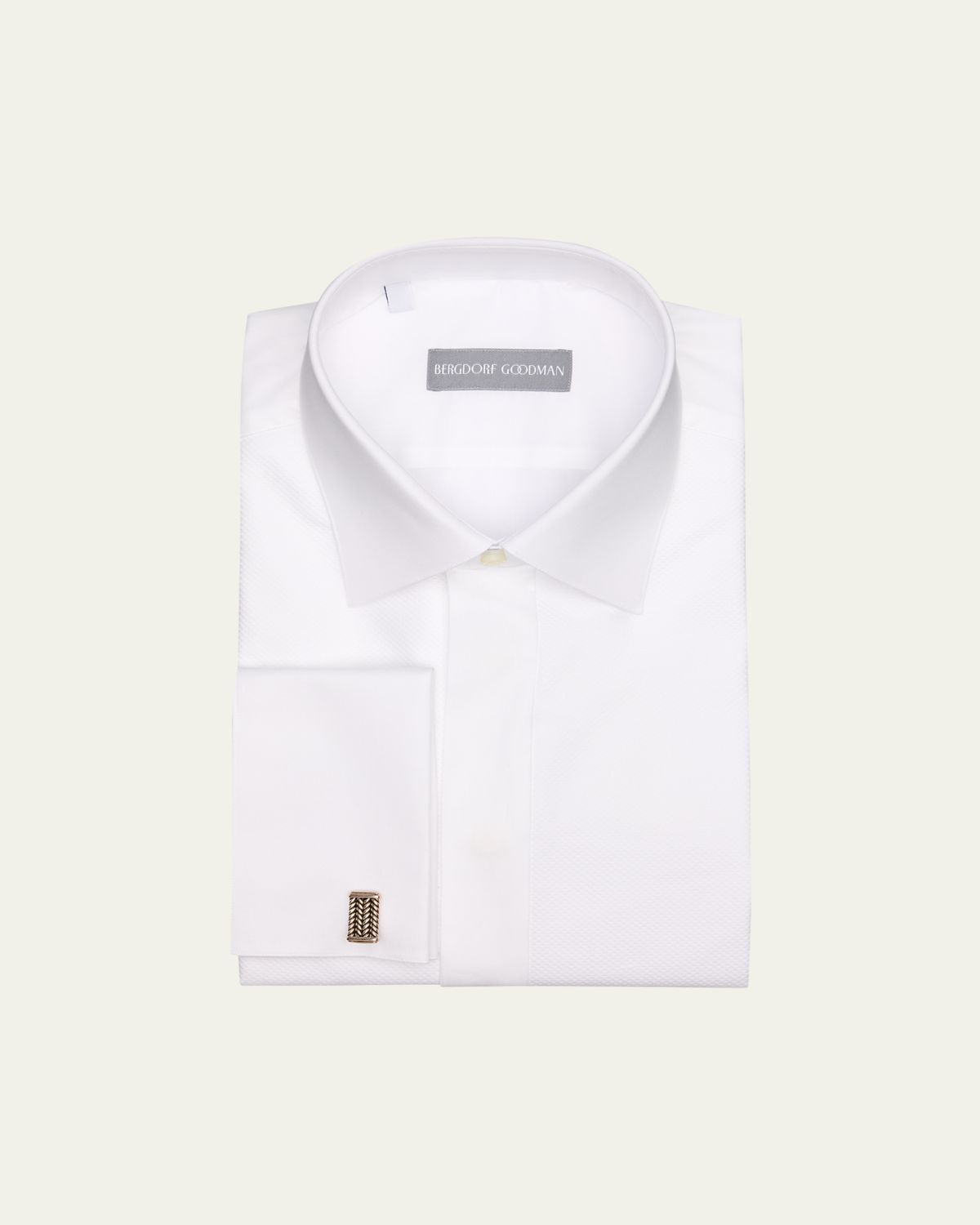 Bergdorf Goodman Men's Cotton Piquet-Front French Cuff Dress Shirt | Thumbnail 3 Bergdorf Goodman Men's Cotton Piquet-Front French Cuff Dress Shirt | Thumbnail 3