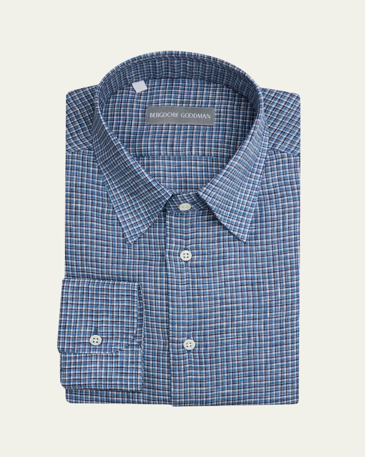 Bergdorf Goodman Men's Cotton Micro-Check Point Collar Dress Shirt