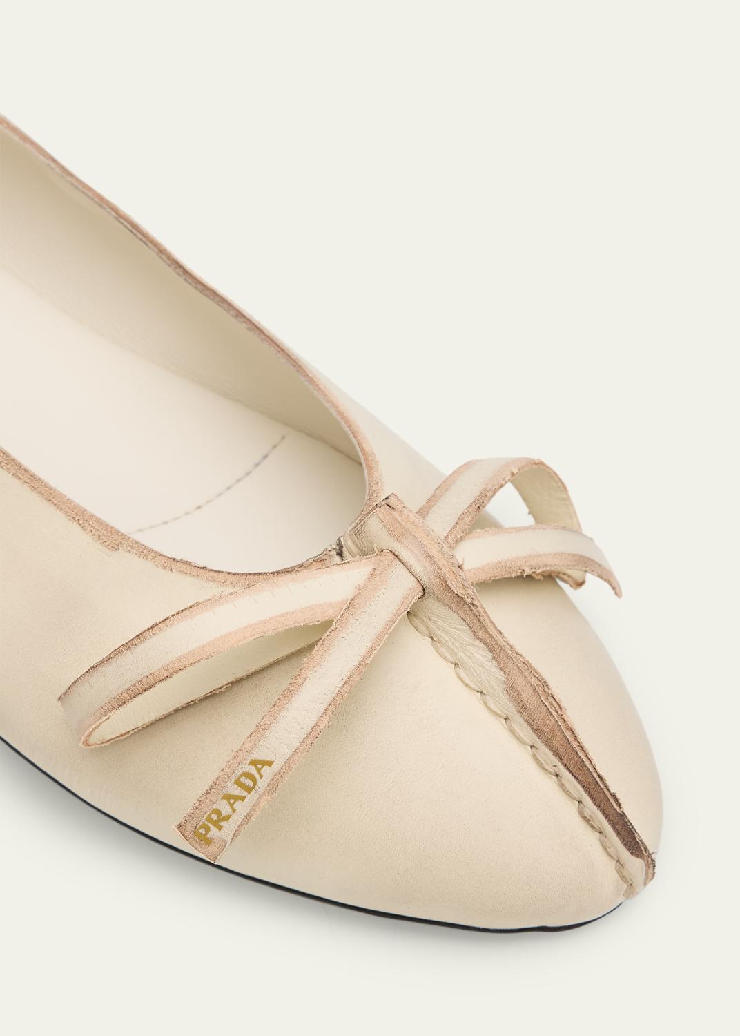 Prada Antiqued Leather Ballerina Flats | Thumbnail 5
