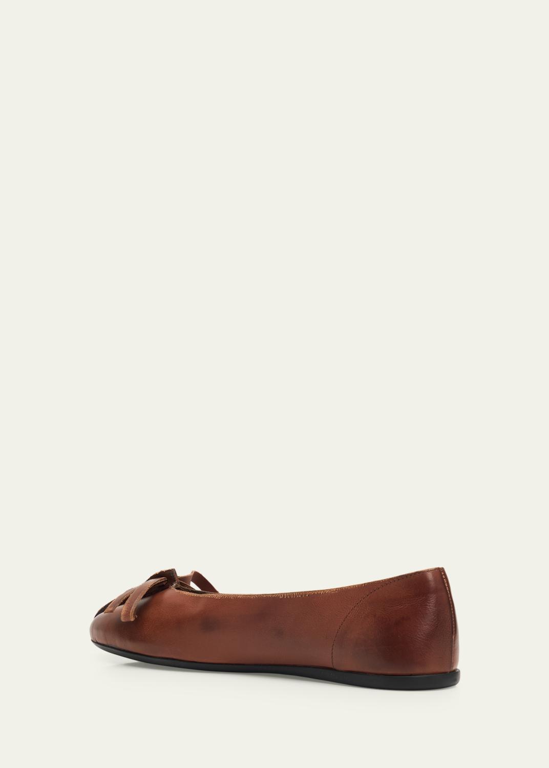 Prada Antiqued Leather Ballerina Flats | Thumbnail 9