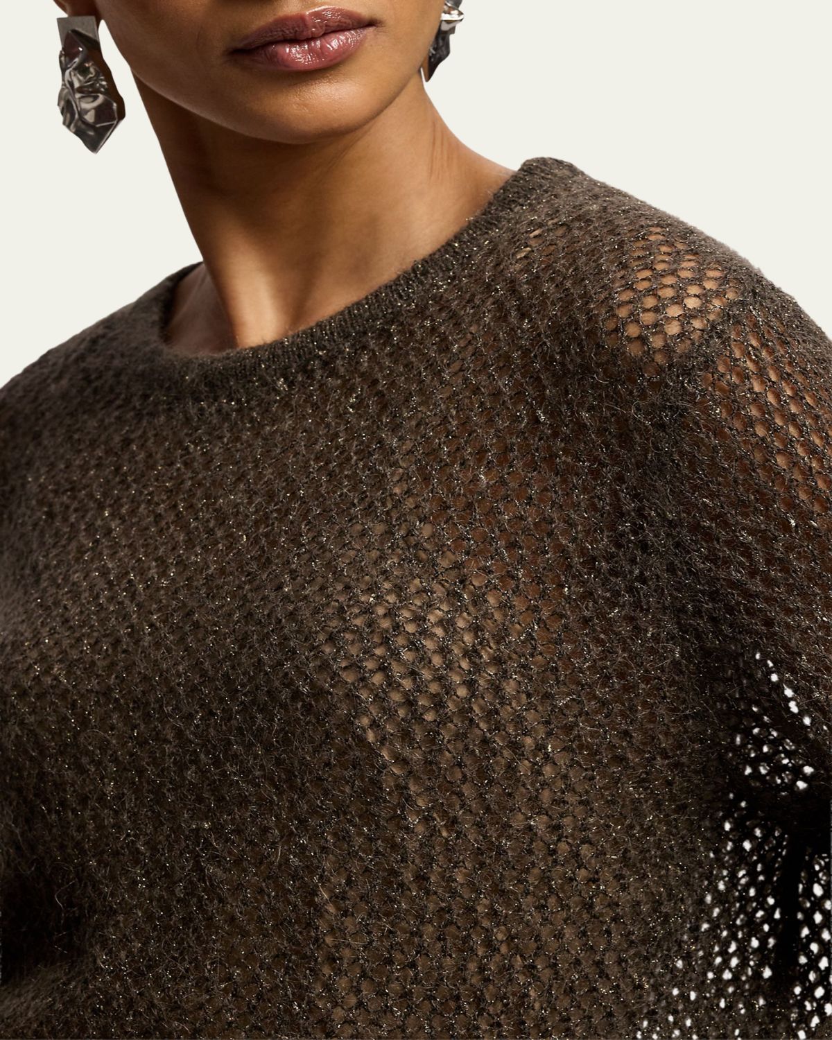 Ralph Lauren Collection Metallic Mesh Boatneck Sweater | Thumbnail 5
