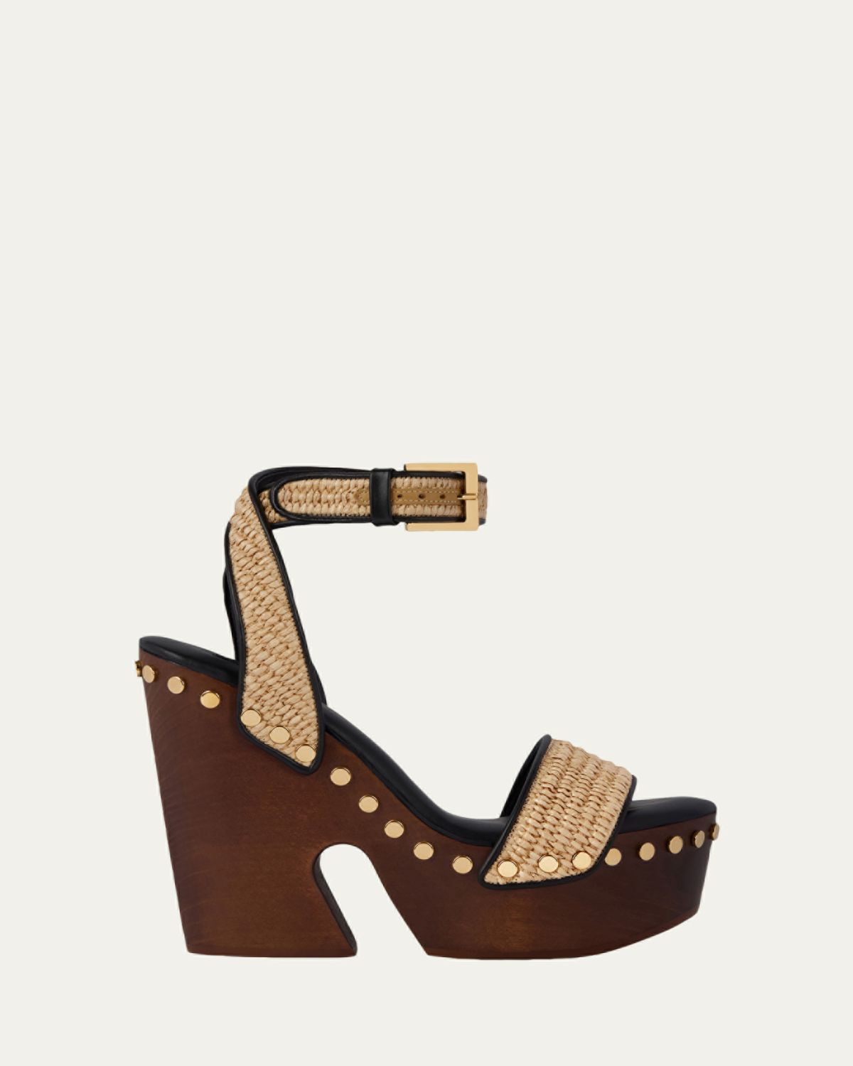 Givenchy Clog Raffia-Effect Platform Sandals with Studs Detail | Thumbnail 4 Givenchy Clog Raffia-Effect Platform Sandals with Studs Detail | Thumbnail 4