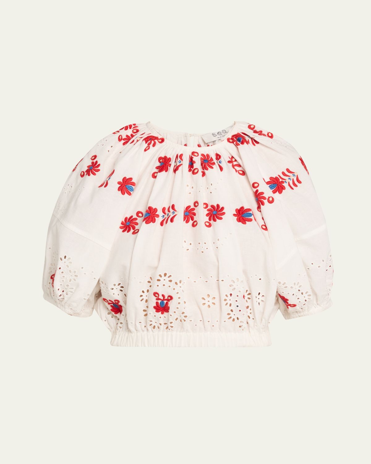 Sea Catharina Embroidered Bubble Crop Top