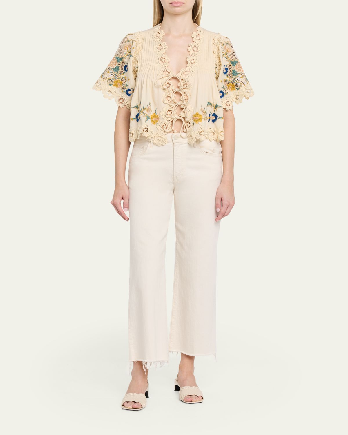 Sea Adonna Embroidered Tie-Front Top | Thumbnail 2 Sea Adonna Embroidered Tie-Front Top | Thumbnail 2