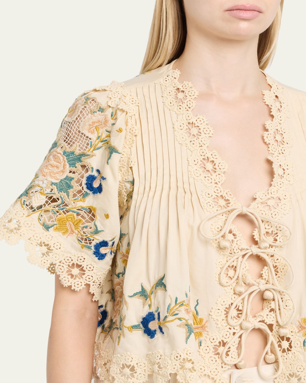 Sea Adonna Embroidered Tie-Front Top | Thumbnail 5 Sea Adonna Embroidered Tie-Front Top | Thumbnail 5
