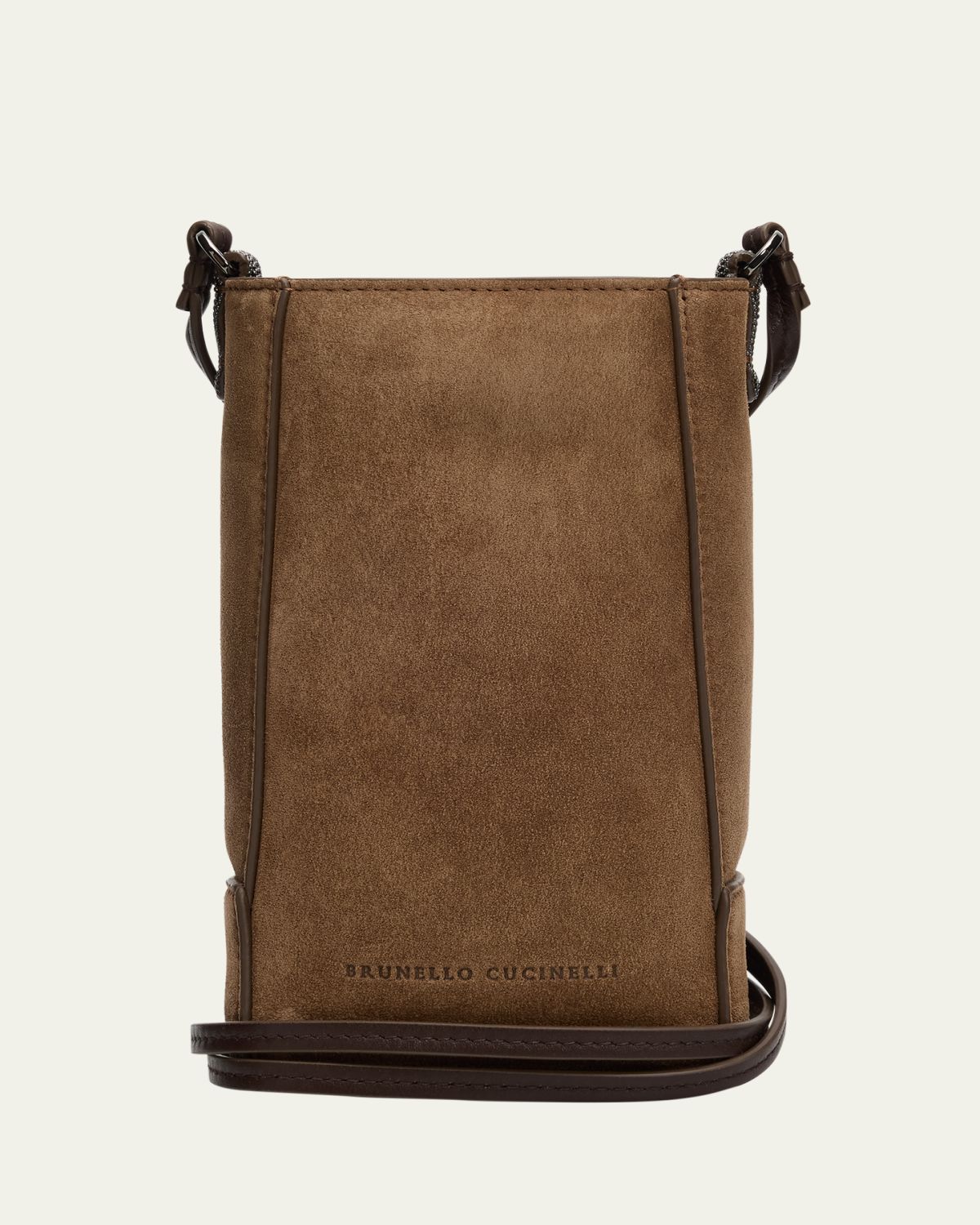 Brunello Cucinelli Mini Suede Phone Crossbody Bag with Monili Beading | Thumbnail 6 Brunello Cucinelli Mini Suede Phone Crossbody Bag with Monili Beading | Thumbnail 6
