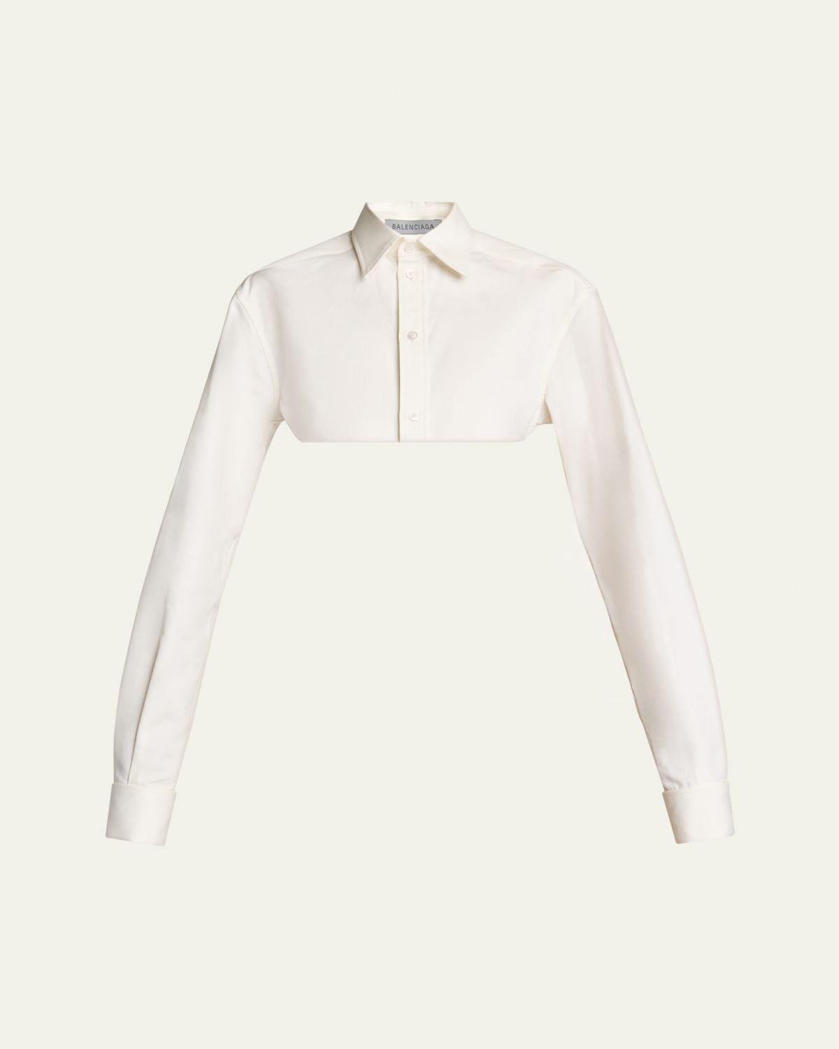 Balenciaga Organdi Cotton-Silk Poplin Crop Collared Shirt
