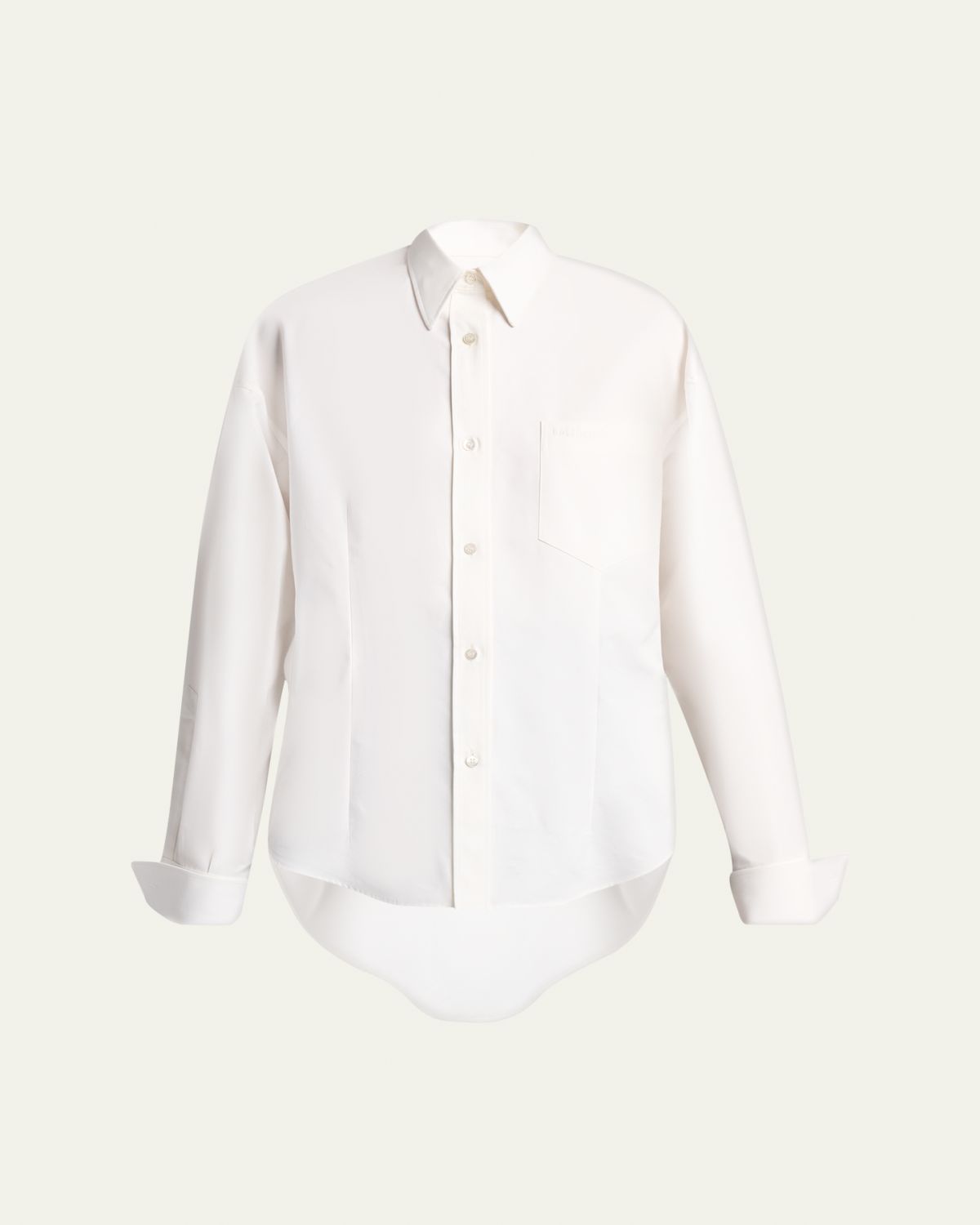 Balenciaga Organdi Cotton-Silk Poplin Cocoon Collared Shirt