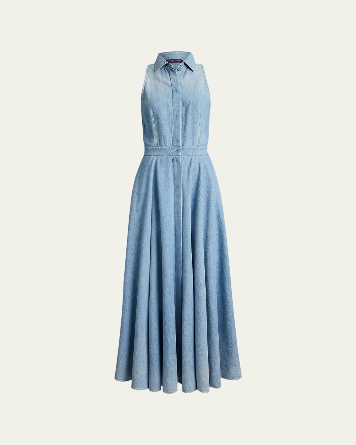 Ralph Lauren Collection Sleeveless Cotton Denim Collared Maxi Day Shirtdress