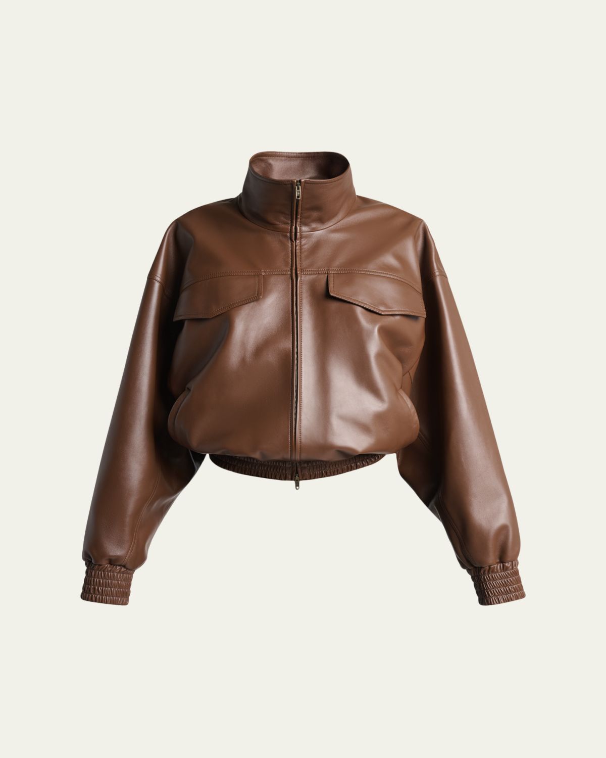 Balenciaga High-Collar Leather Blouson Jacket