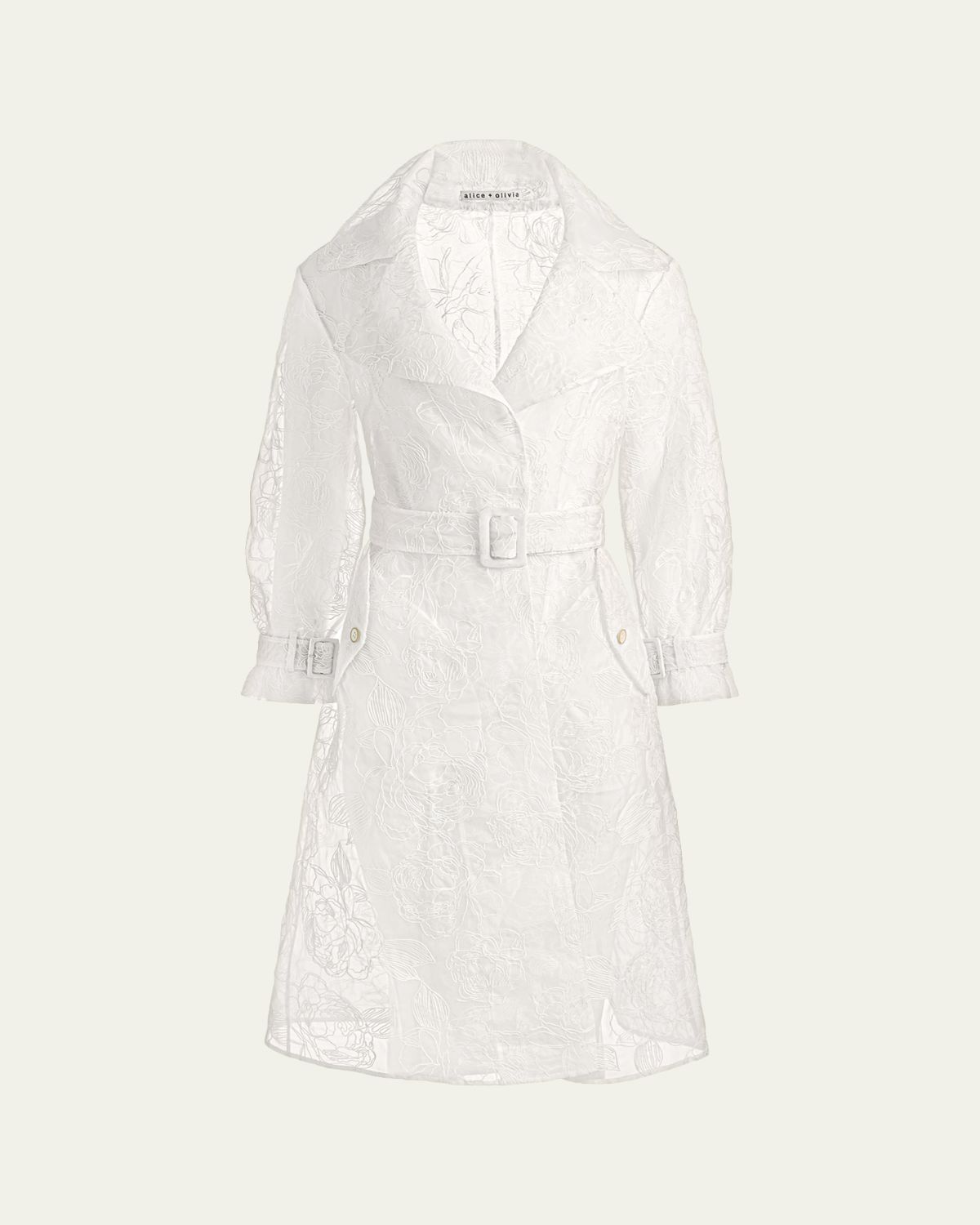 ALICE + OLIVIA Nevada Embroidered Sheer Trench Coat | Thumbnail 6 ALICE + OLIVIA Nevada Embroidered Sheer Trench Coat | Thumbnail 6