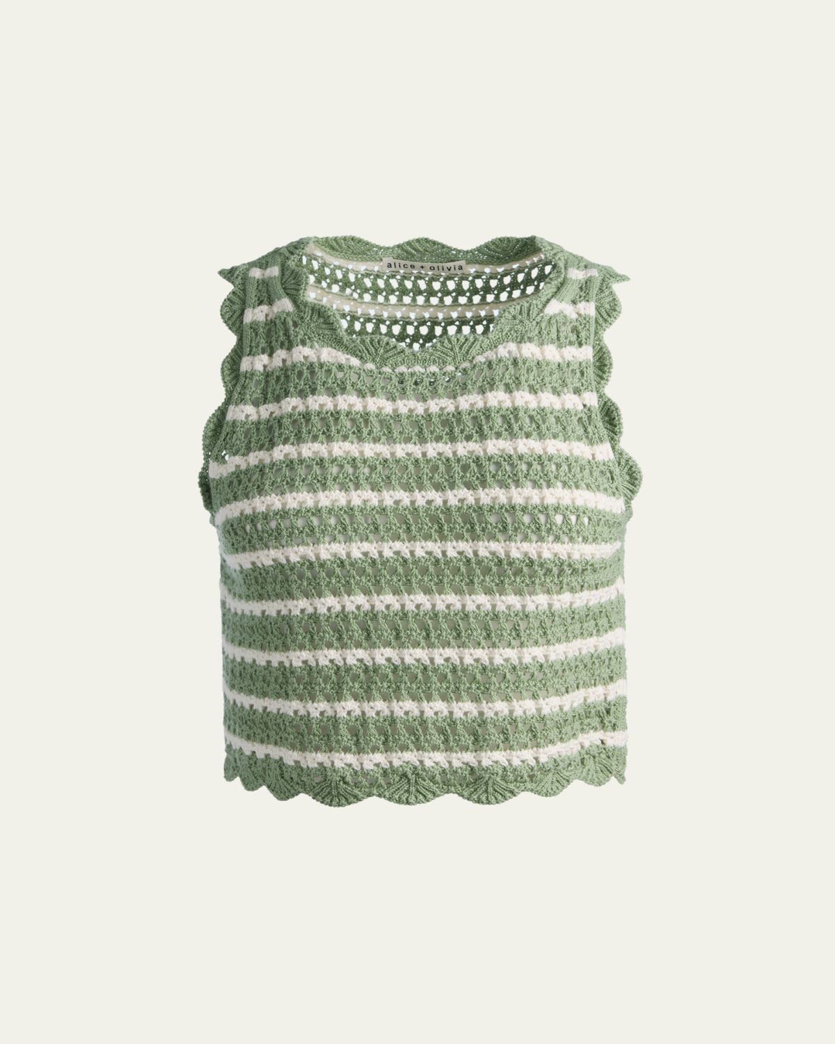 ALICE + OLIVIA Amity Striped Crochet Tank Top | Thumbnail 6