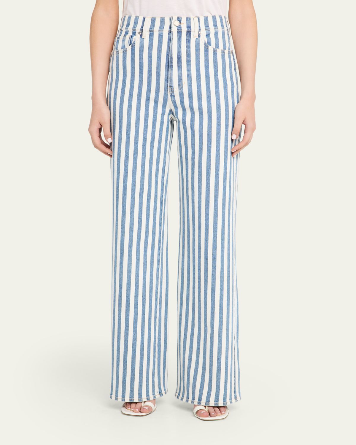 Veronica Beard Taylor High-Rise Wide-Leg Striped Jeans | Thumbnail 4