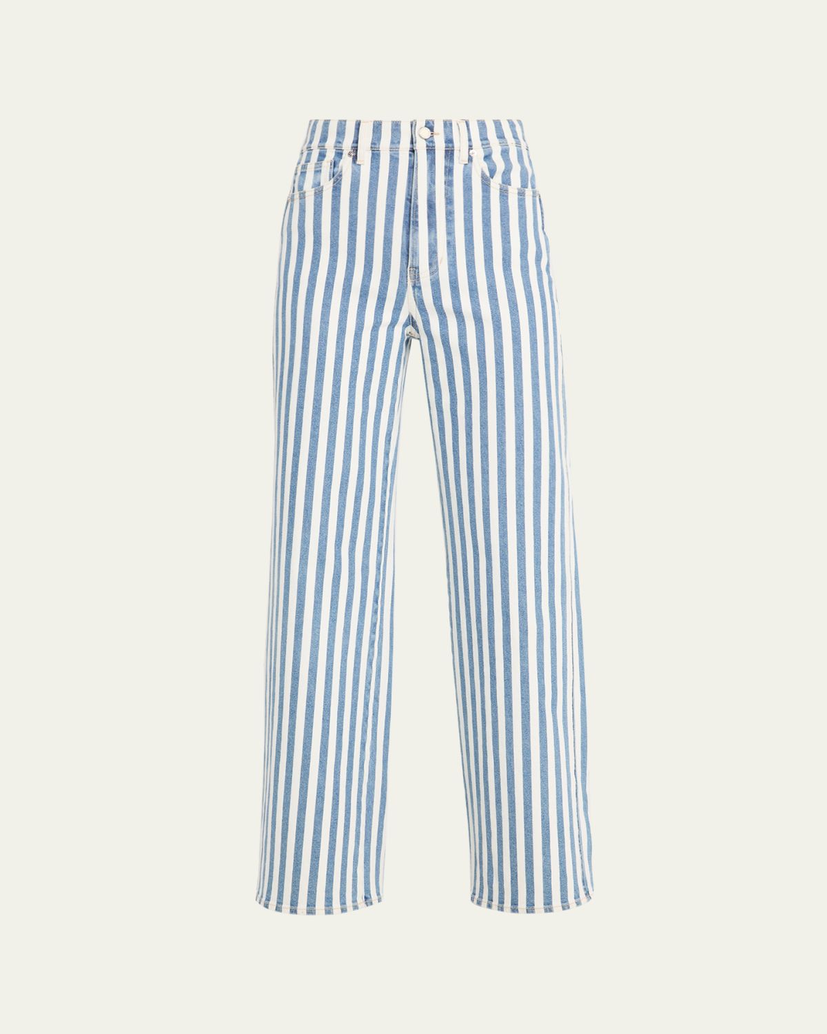 Veronica Beard Taylor High-Rise Wide-Leg Striped Jeans