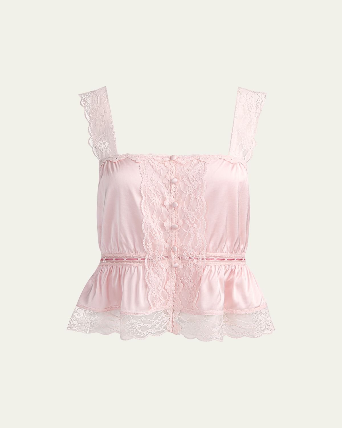 ALICE + OLIVIA Annabeth Embroidered Satin Tank Top