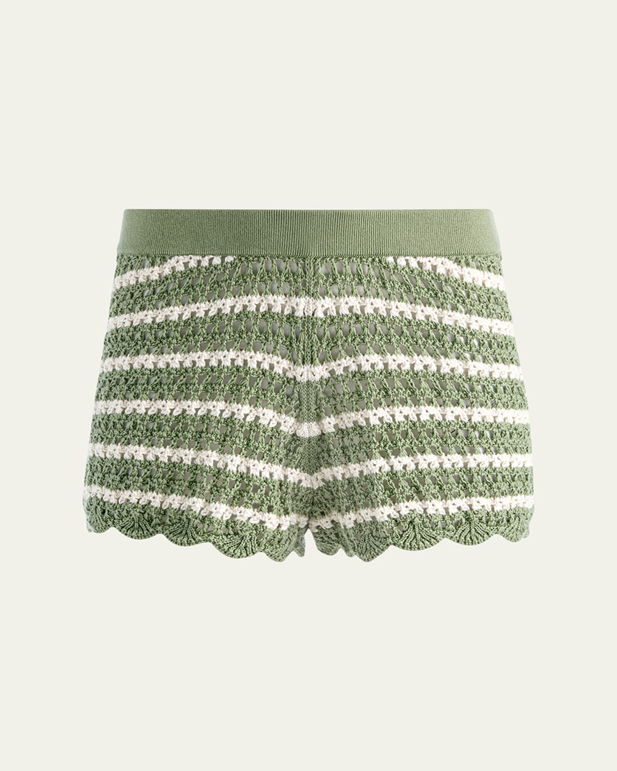 ALICE + OLIVIA Bobbi Striped Pointelle Shorts