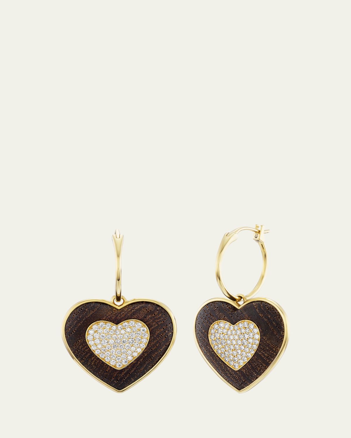 Emily P. Wheeler Rock Heart Earrings with Diamonds and Sandalwood | Thumbnail 3 Emily P. Wheeler Rock Heart Earrings with Diamonds and Sandalwood | Thumbnail 3