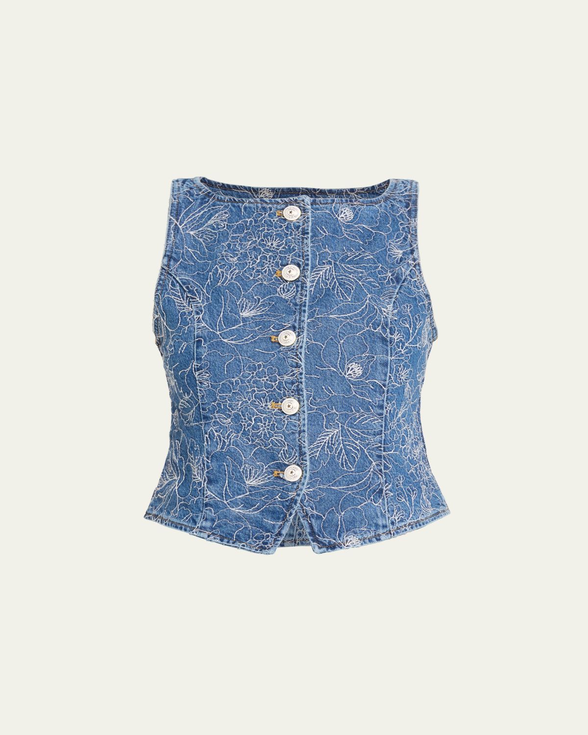 Cinq a Sept Camen Garden Doodle Denim Vest