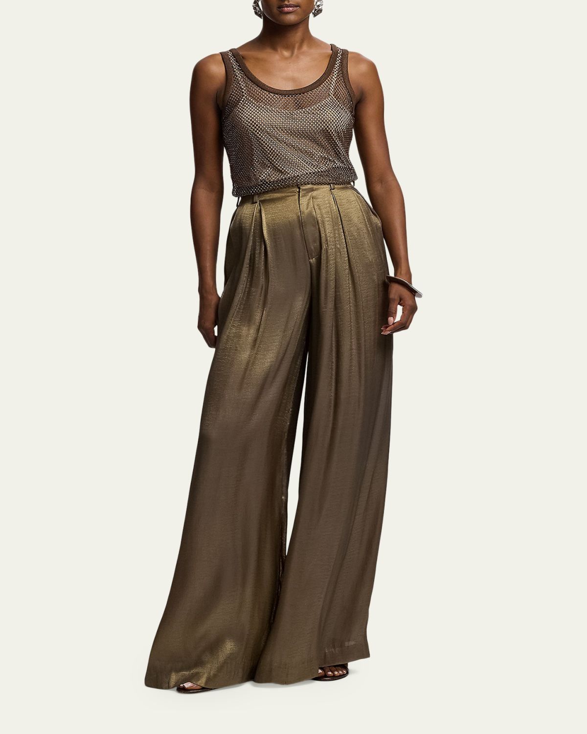 Ralph Lauren Collection Metallic Lightweight Lame Wide-Leg Trousers | Thumbnail 2